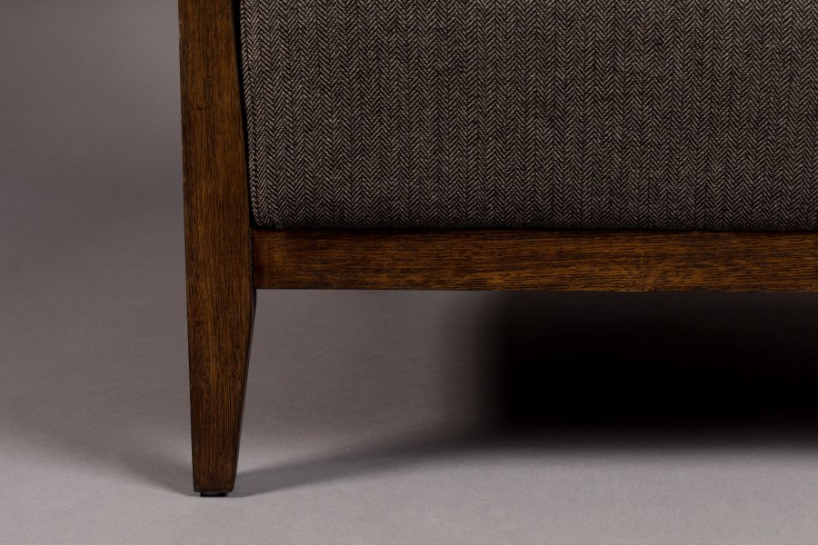 DUTCHBONE Duran loungestol, m. armln - gr polyester og brun egetr