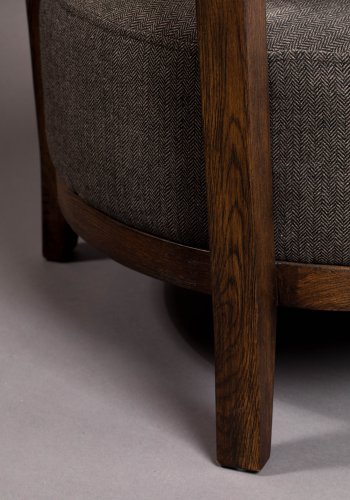 DUTCHBONE Duran loungestol, m. armln - gr polyester og brun egetr