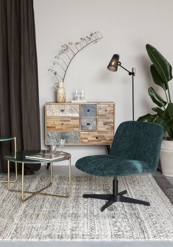 WHITE LABEL LIVING Belmond drejestol - grn fljl polyester og metal