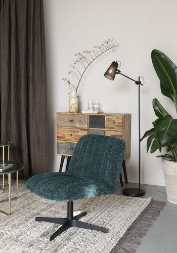 WHITE LABEL LIVING Belmond drejestol - grn fljl polyester og metal