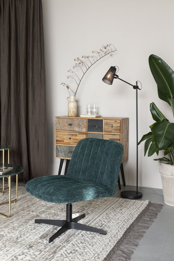 WHITE LABEL LIVING Belmond drejestol - grn fljl polyester og metal