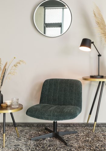 WHITE LABEL LIVING Belmond drejestol - grn fljl polyester og metal