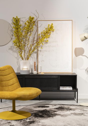 ZUIVER Bubba drejestol - okkergul fljl polyester/nylon og stl