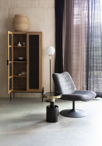 ZUIVER Bubba drejestol - mrkegr fljl polyester/nylon og stl