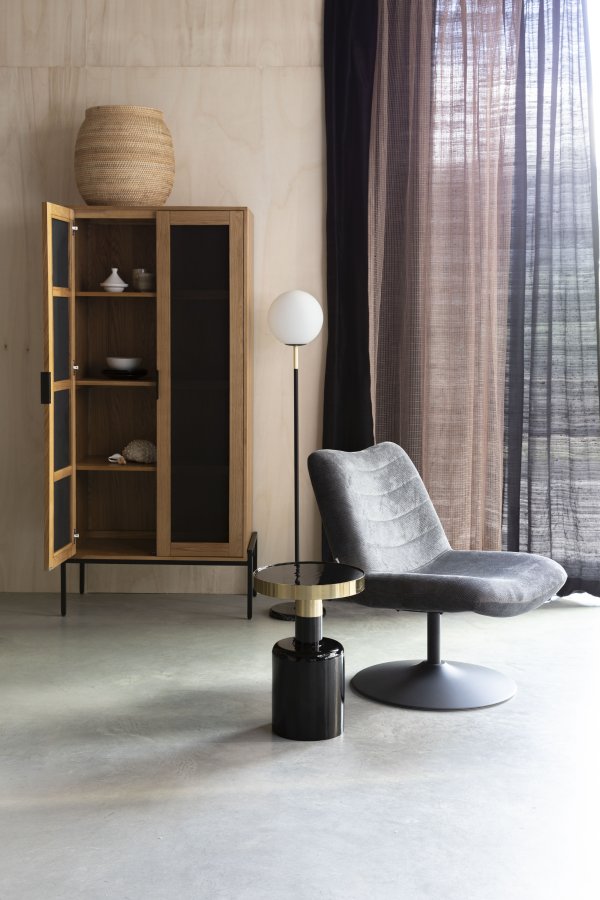 ZUIVER Bubba drejestol - mrkegr fljl polyester/nylon og stl