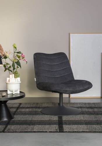 ZUIVER Bubba drejestol - mrkegr fljl polyester/nylon og stl