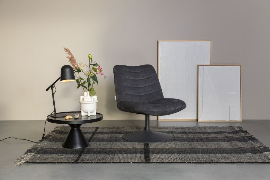 ZUIVER Bubba drejestol - mrkegr fljl polyester/nylon og stl