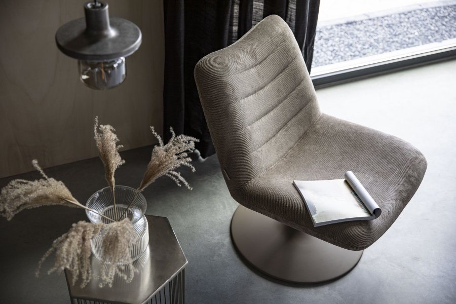 ZUIVER Bubba drejestol - beige fljl polyester/nylon og stl