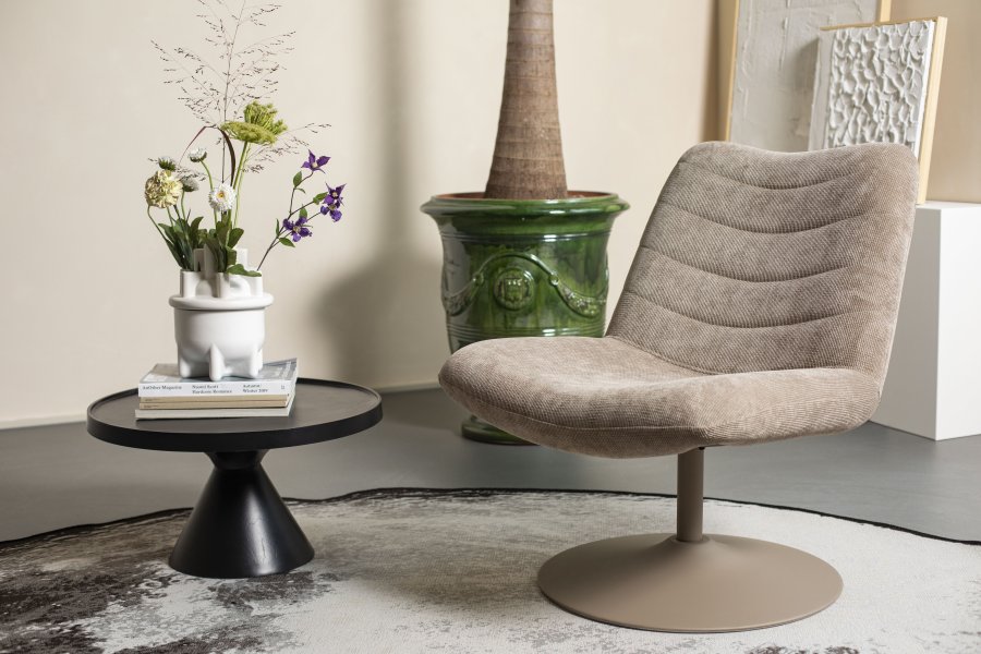 ZUIVER Bubba drejestol - beige fljl polyester/nylon og stl