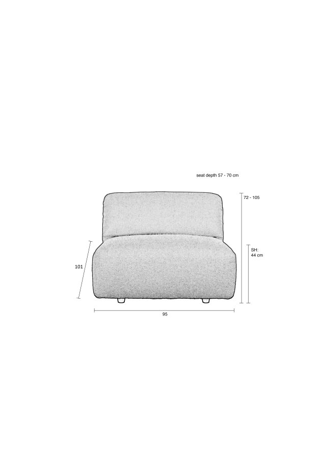 ZUIVER Wings Loveseat, m. foldbar nakkesttte - caramel brun polyester og plast