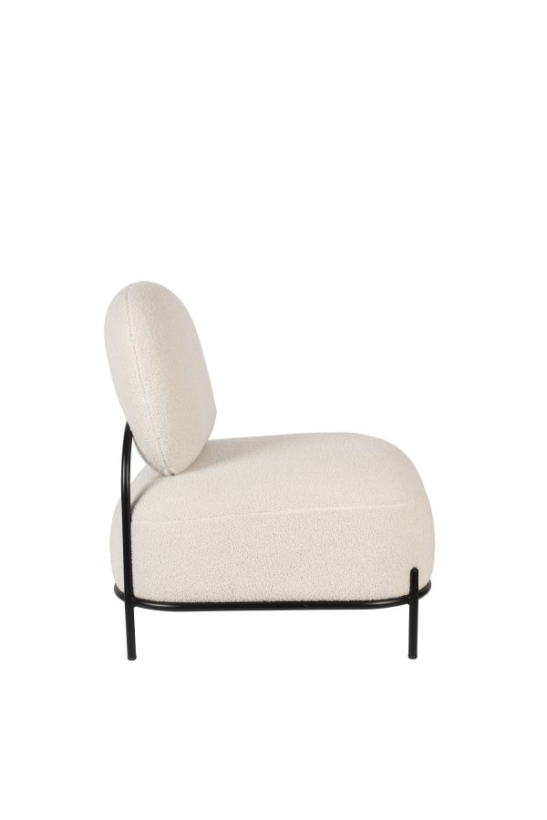 WHITE LABEL LIVING Polly loungestol - elfenben bamsestof og jern