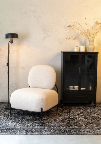 WHITE LABEL LIVING Polly loungestol - elfenben bamsestof og jern