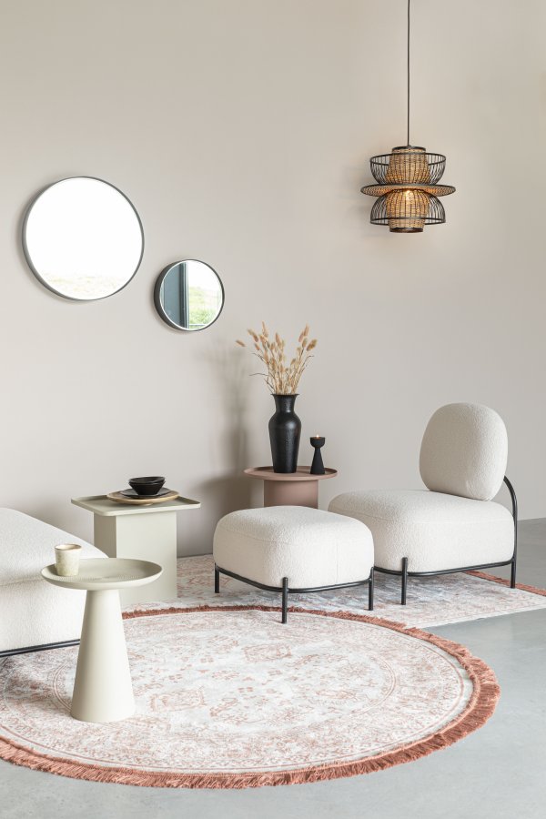 WHITE LABEL LIVING Polly loungestol - elfenben bamsestof og jern