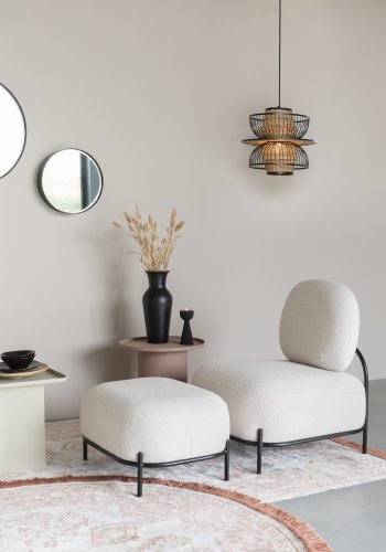 WHITE LABEL LIVING Polly loungestol - elfenben bamsestof og jern