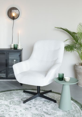 WHITE LABEL LIVING Yuki loungestol, m. armln - offwhite stof