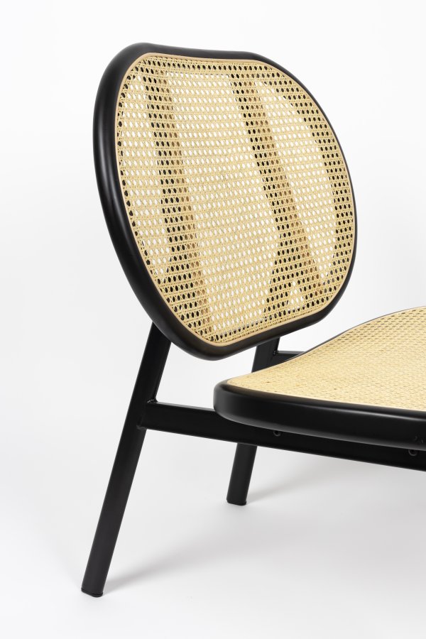 ZUIVER Spike loungestol - natur rattan og sort stl