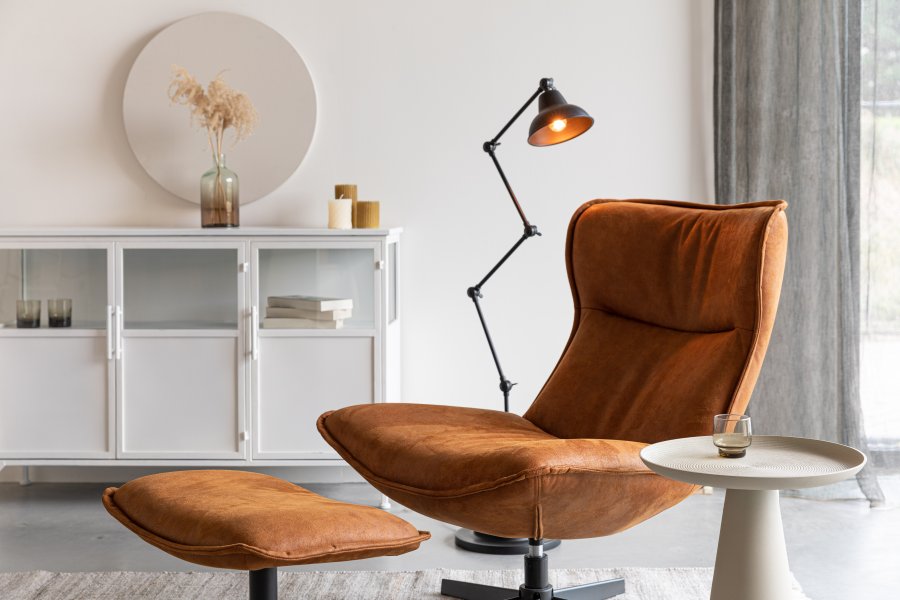 WHITE LABEL LIVING John drejestol - cognac kunstlder og metal