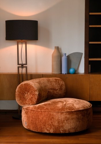 DUTCHBONE Tilbury drejestol - brndt orange polyester og metal