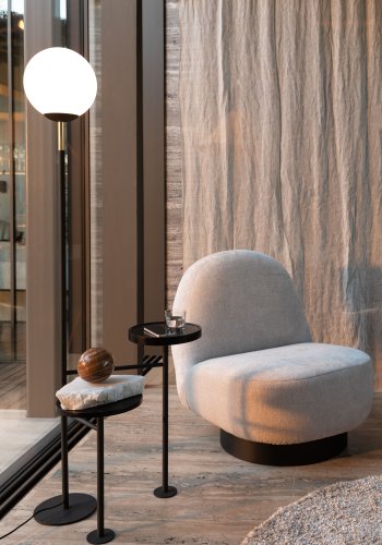 ZUIVER Eden drejestol - sand polyester og sort stl