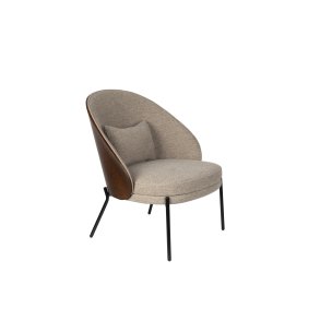 DUTCHBONE Rodin loungestol - gr polyester, valnddefarvet asketr og sort metal