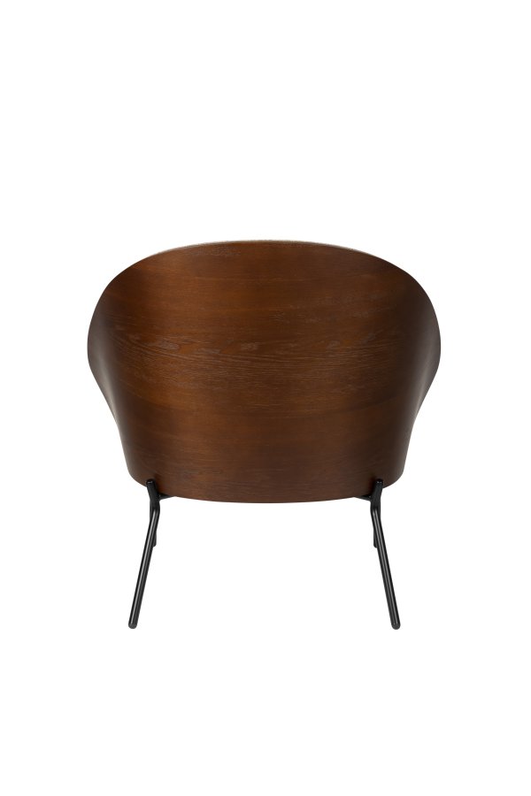 DUTCHBONE Rodin loungestol - gr polyester, valnddefarvet asketr og sort metal