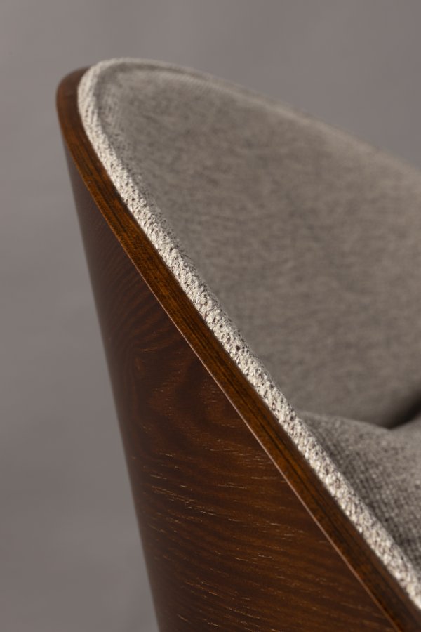 DUTCHBONE Rodin loungestol - gr polyester, valnddefarvet asketr og sort metal