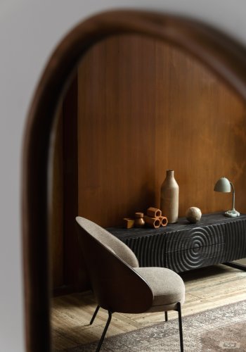 DUTCHBONE Rodin loungestol - gr polyester, valnddefarvet asketr og sort metal