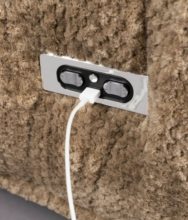 DUTCHBONE Hamilton recliner stol, m. USB-stik - brun polyester og tr