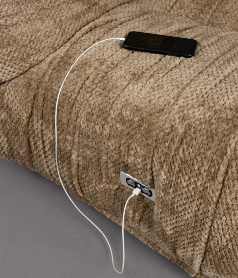 DUTCHBONE Hamilton recliner stol, m. USB-stik - brun polyester og tr