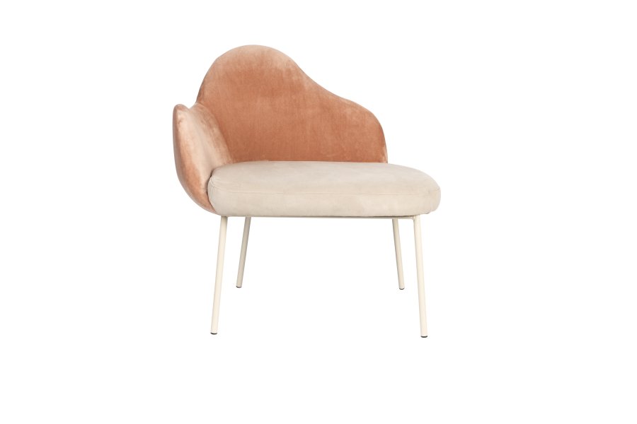 ZUIVER Friuli loungestol - lyserd/beige polyester og beige stl