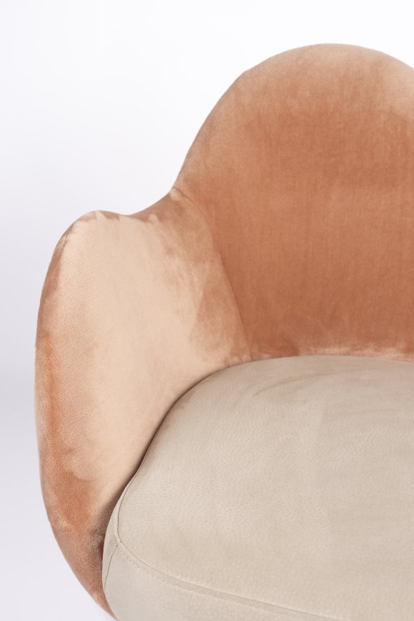 ZUIVER Friuli loungestol - lyserd/beige polyester og beige stl