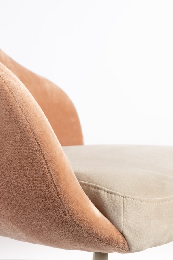 ZUIVER Friuli loungestol - lyserd/beige polyester og beige stl