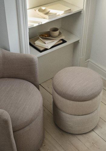 BROSTE COPENHAGEN Pond puf, rund - beige stof (38)