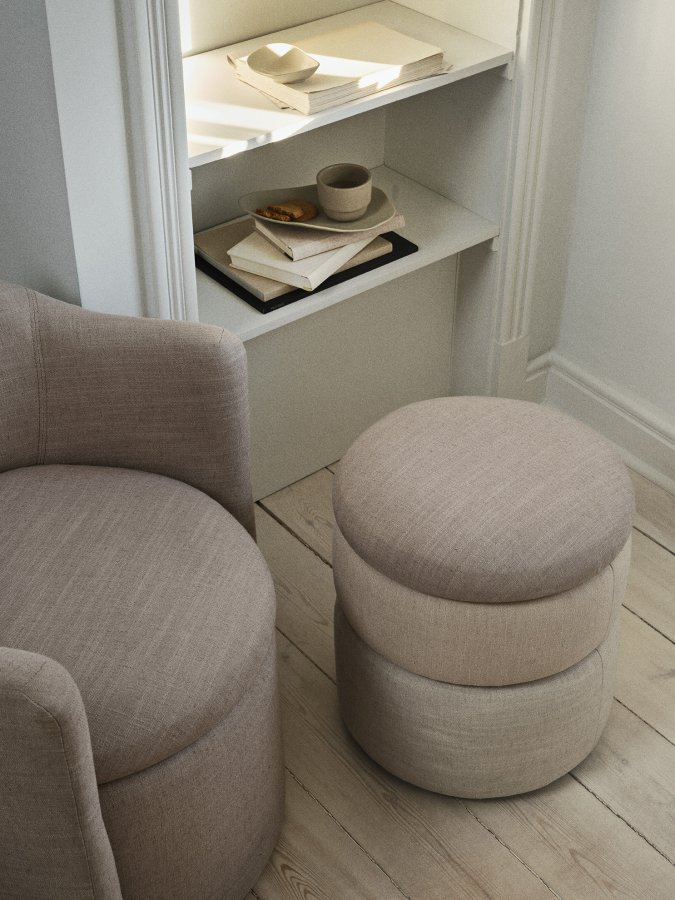 BROSTE COPENHAGEN Pond puf, rund - beige stof (38)