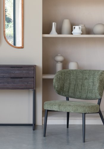 WHITE LABEL LIVING Sanne loungestol - grn gr stof og stl