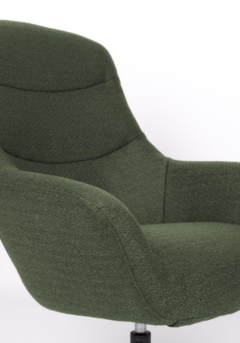 WHITE LABEL LIVING Yuki drejestol, m. armln - grn stof og stl
