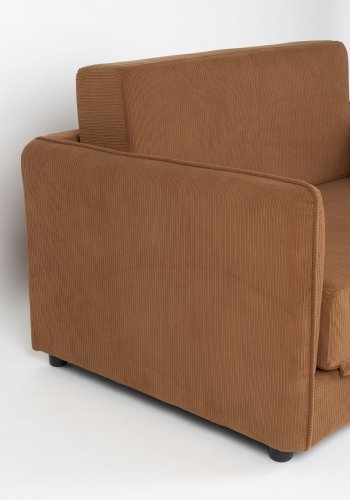 WHITE LABEL LIVING Jopie Loveseat og enkeltseng - brun stof og tr