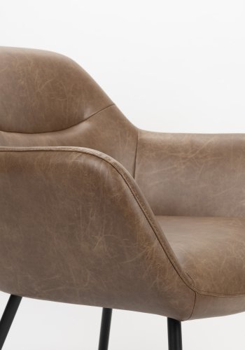 WHITE LABEL LIVING Dude loungestol, m. armln - vintage brun PU og stl