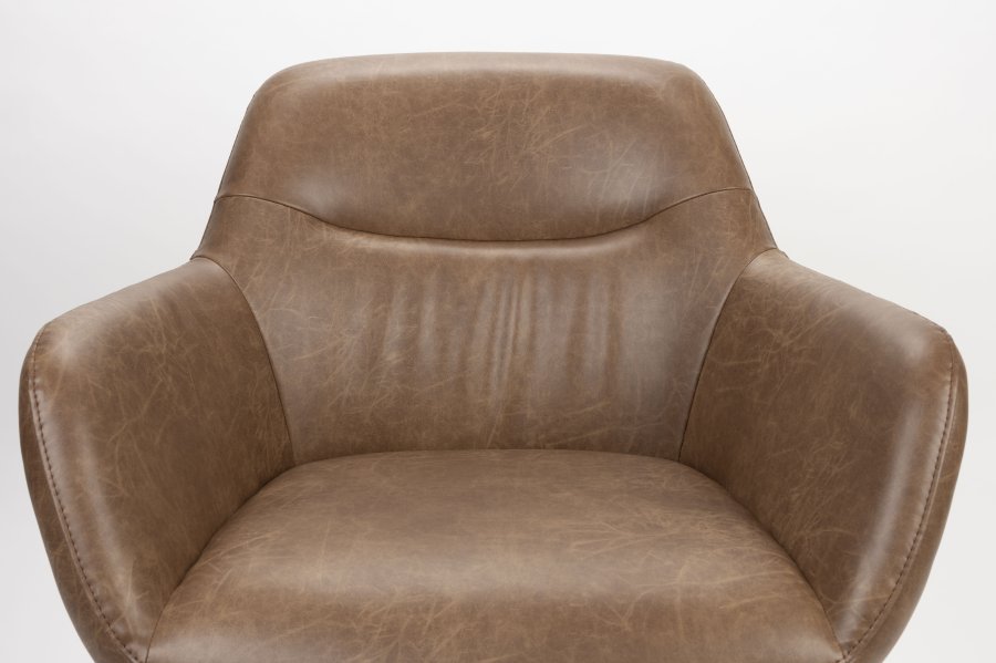 WHITE LABEL LIVING Dude loungestol, m. armln - vintage brun PU og stl