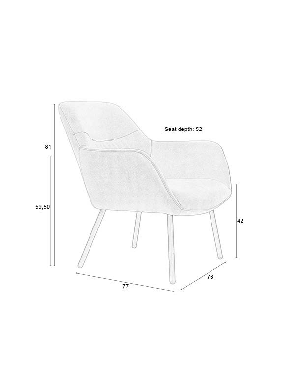 WHITE LABEL LIVING Dude loungestol, m. armln - vintage brun PU og stl