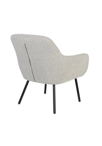 WHITE LABEL LIVING Dude loungestol, m. armln - beige bouclé polyester og stl