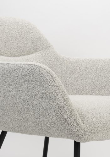 WHITE LABEL LIVING Dude loungestol, m. armln - beige bouclé polyester og stl