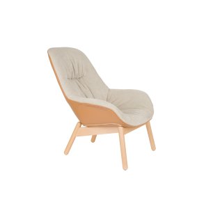 WHITE LABEL LIVING Duke loungestol, m. armln - beige polyester, lysebrun polypropylenplast, bg