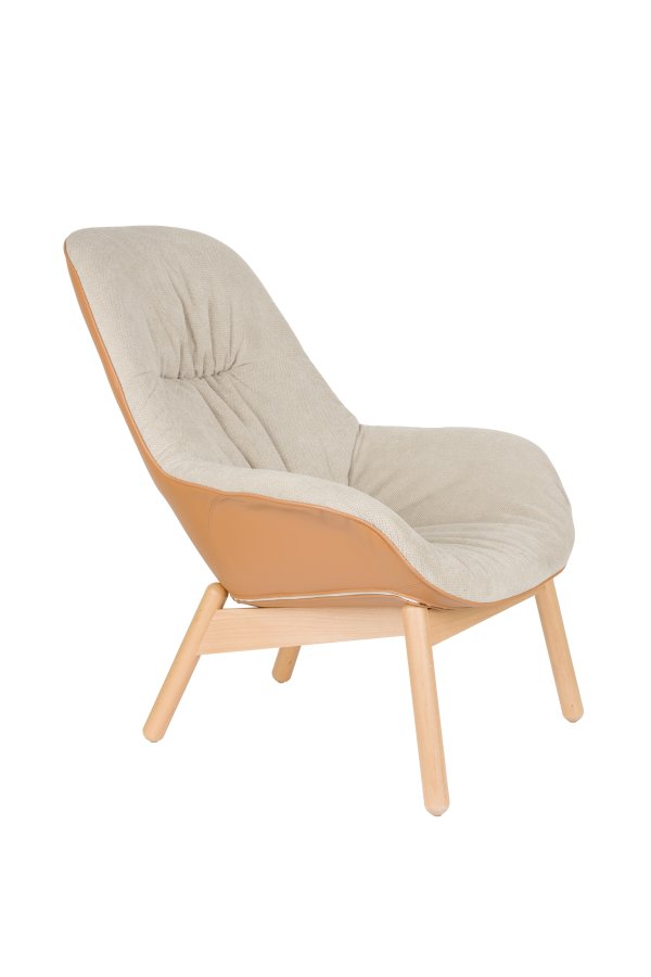 WHITE LABEL LIVING Duke loungestol, m. armln - beige polyester, lysebrun polypropylenplast, bg