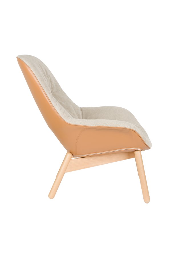 WHITE LABEL LIVING Duke loungestol, m. armln - beige polyester, lysebrun polypropylenplast, bg