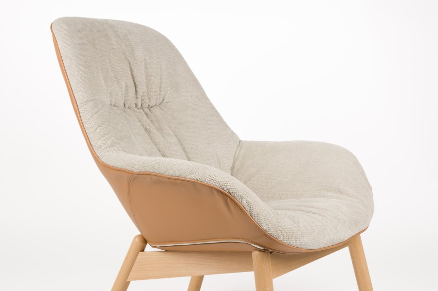 WHITE LABEL LIVING Duke loungestol, m. armln - beige polyester, lysebrun polypropylenplast, bg
