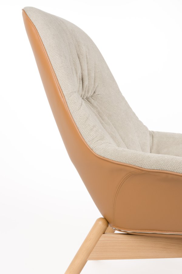 WHITE LABEL LIVING Duke loungestol, m. armln - beige polyester, lysebrun polypropylenplast, bg