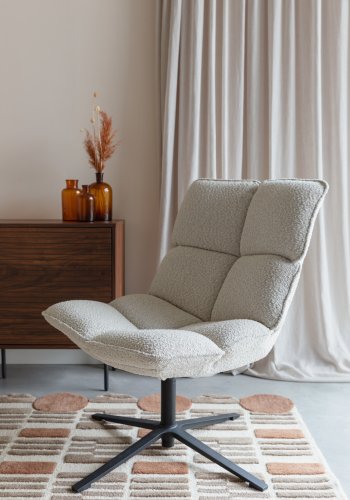 WHITE LABEL LIVING Bros loungestol - lysegr polyester og metal