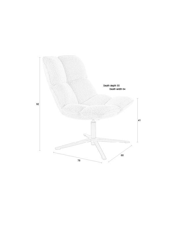 WHITE LABEL LIVING Bros loungestol - lysegr polyester og metal