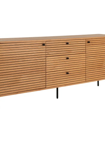 HOUSE NORDIC Sknk, egefiner, sorte metalben, 3 skuffer, 2 lger, 150x40x74 cm
